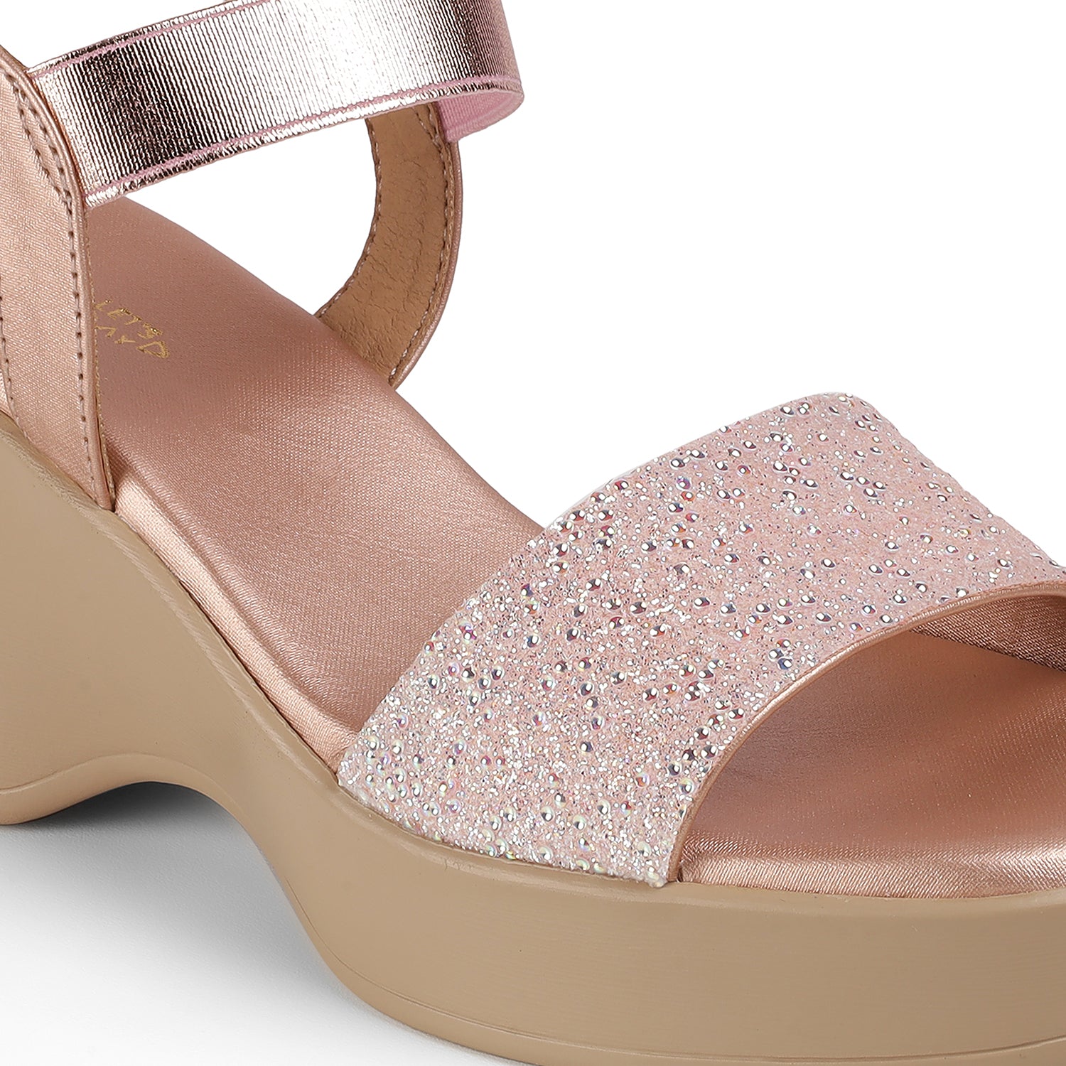 Tresmode Glit Champagne Women's Dress Wedge Sandals