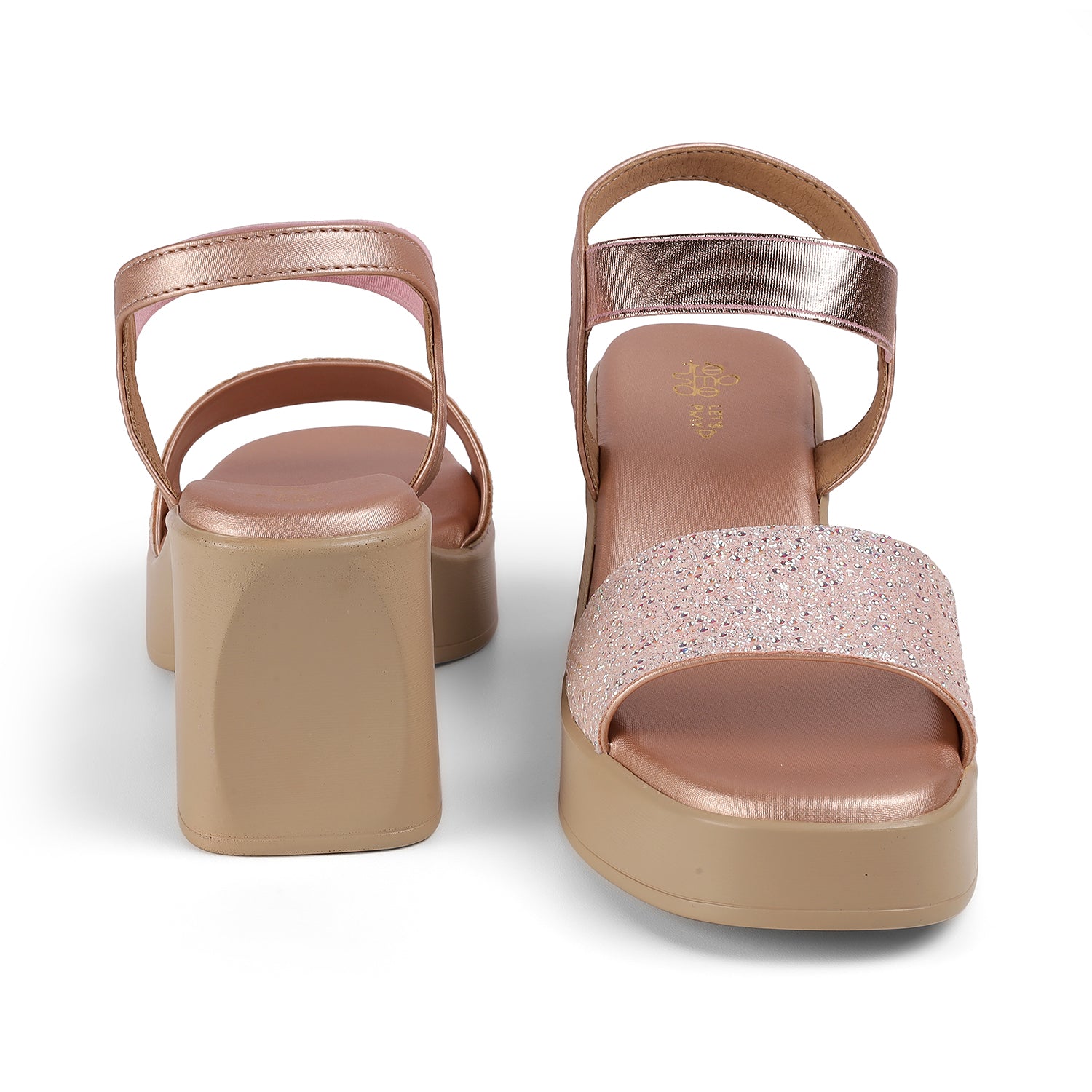 Tresmode Glit Champagne Women's Dress Wedge Sandals