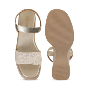 Tresmode Glit Gold Women's Dress Wedge Sandals