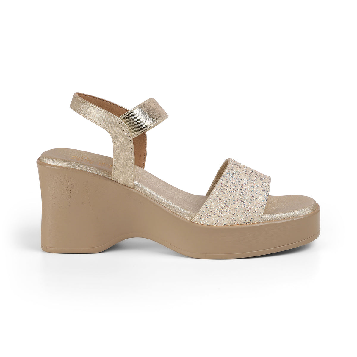 Tresmode Glit Gold Women's Dress Wedge Sandals