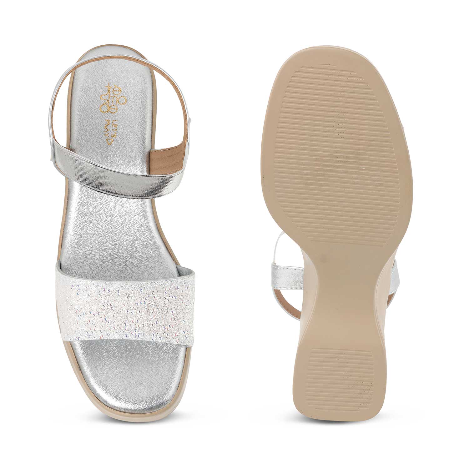 Tresmode Glit Silver Women's Dress Wedge Sandals