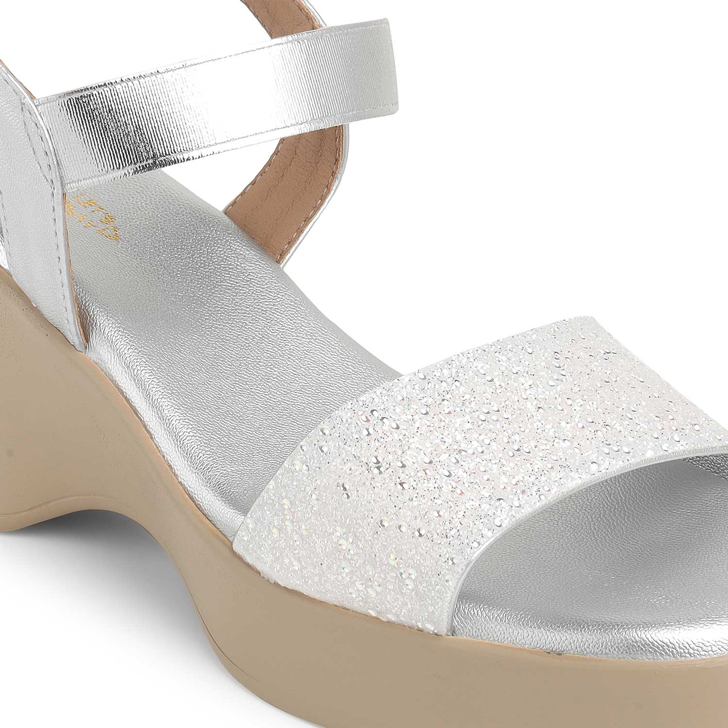 Tresmode Glit Silver Women's Dress Wedge Sandals