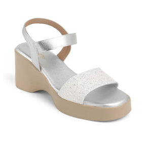 Tresmode Glit Silver Women's Dress Wedge Sandals