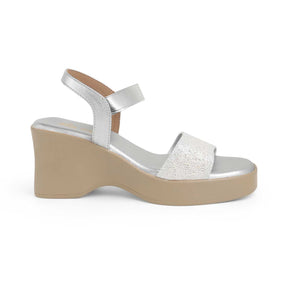 Tresmode Glit Silver Women's Dress Wedge Sandals