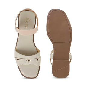 Tresmode Goldstud Cream Women's Casual Flats