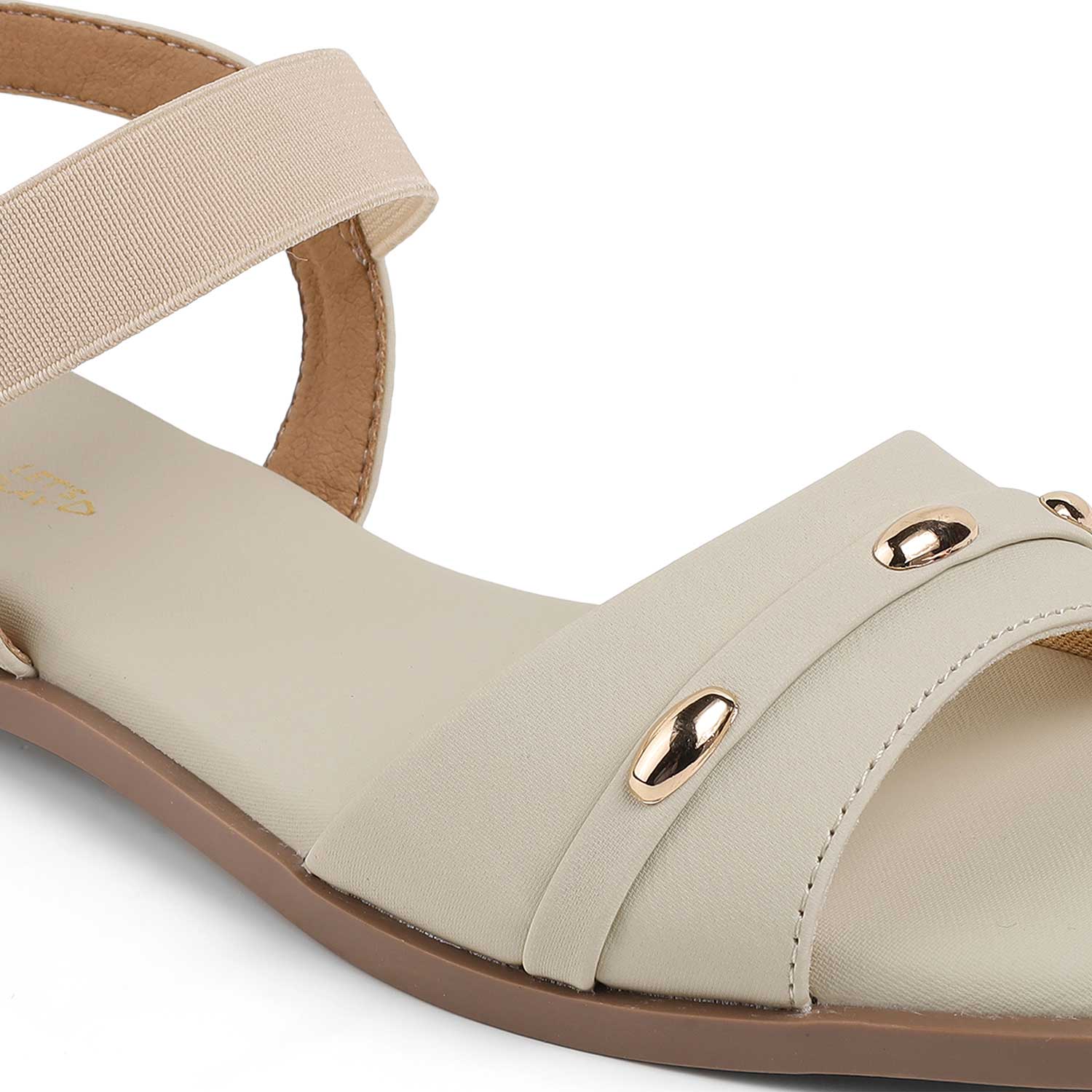 Tresmode Goldstud Cream Women's Casual Flats