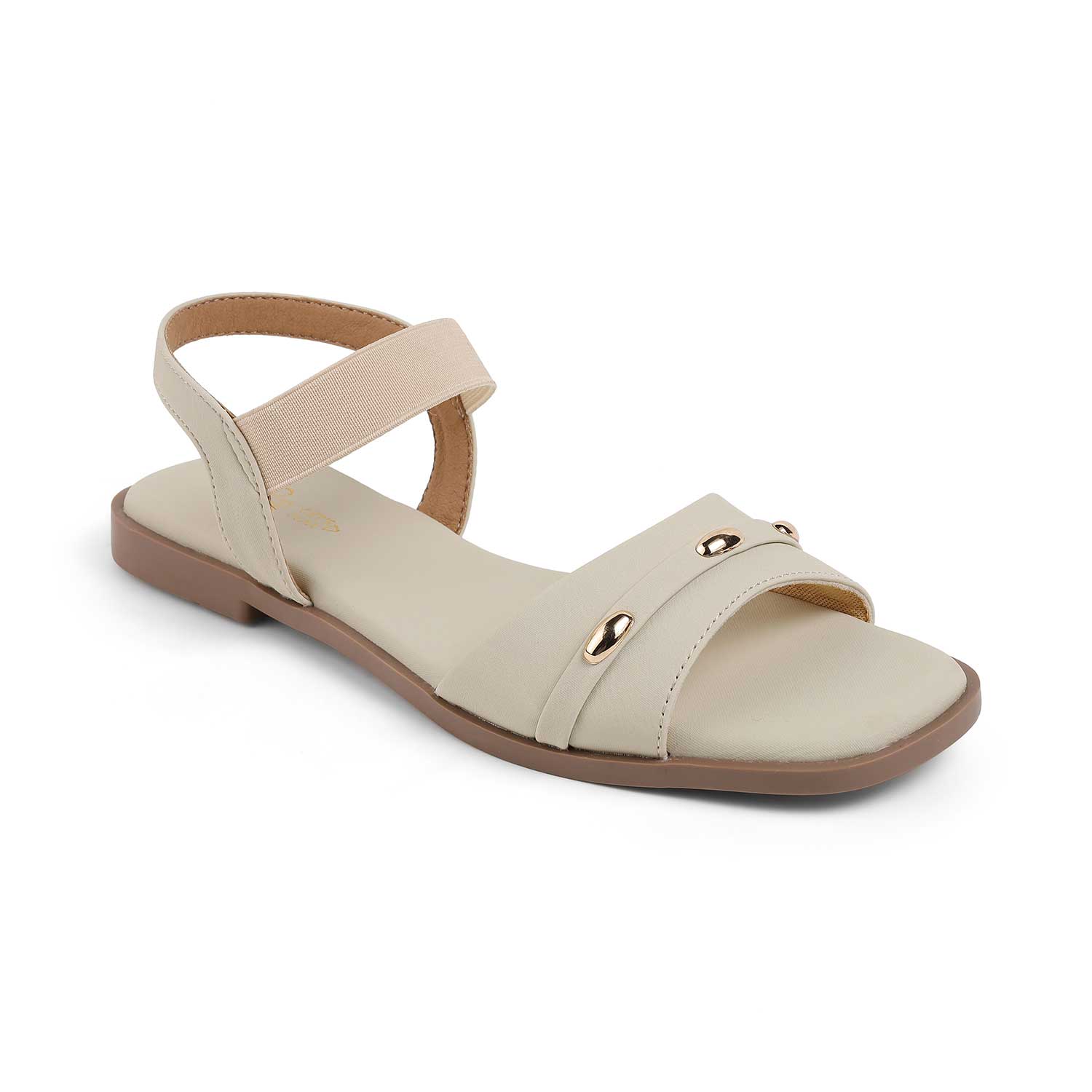 Tresmode Goldstud Cream Women's Casual Flats