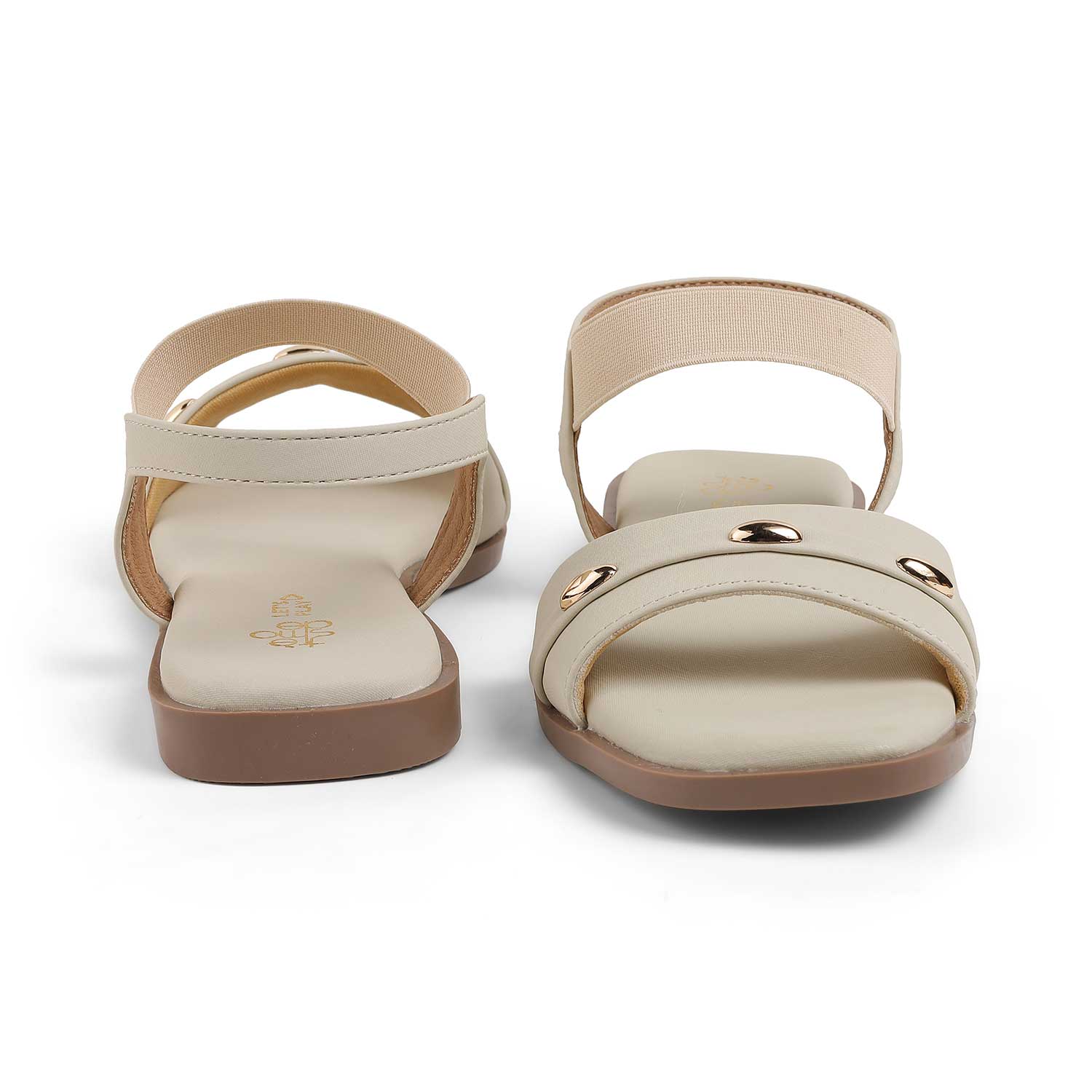 Tresmode Goldstud Cream Women's Casual Flats