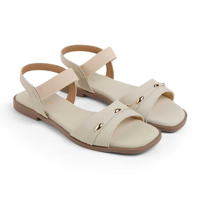 Tresmode Goldstud Cream Women's Casual Flats