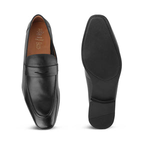 Tresmode Hak Black Men's Leather Penny Loafers