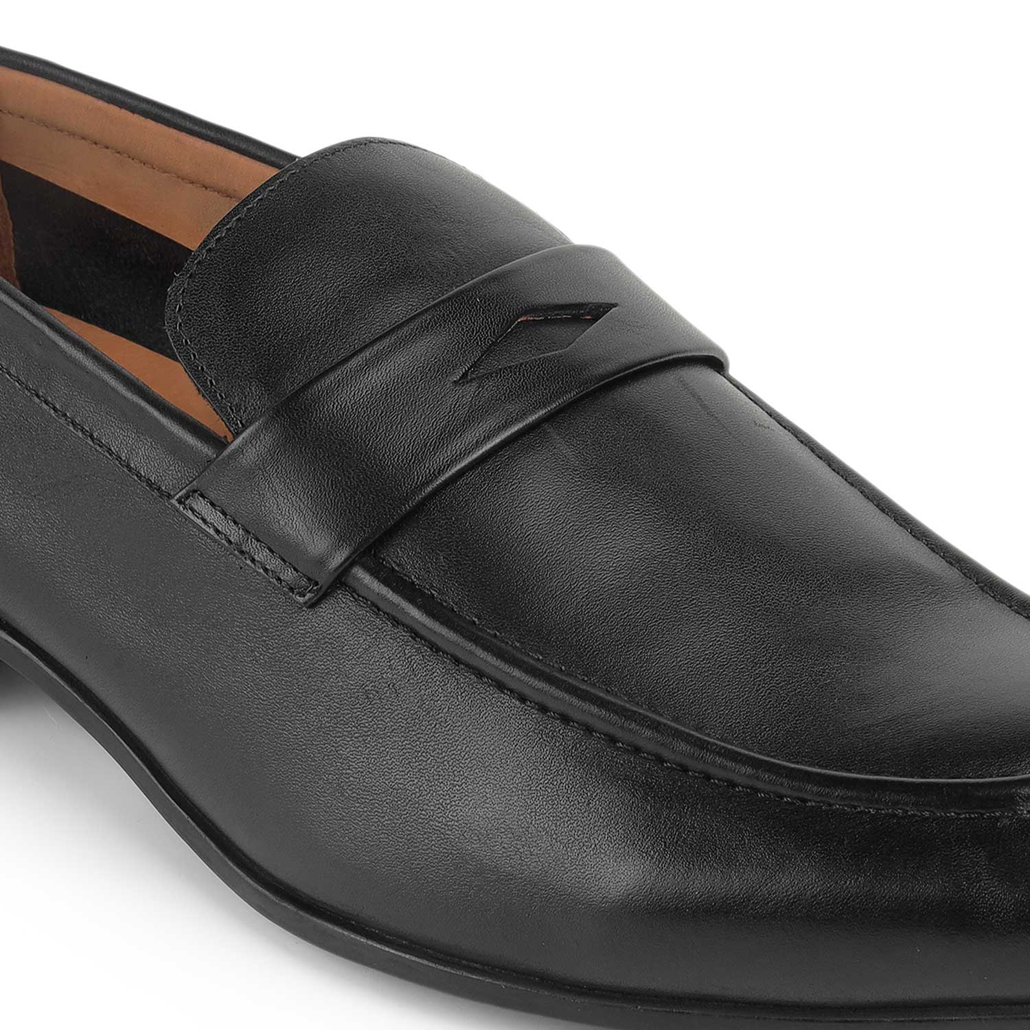 Tresmode Hak Black Men's Leather Penny Loafers