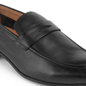 Tresmode Hak Black Men's Leather Penny Loafers