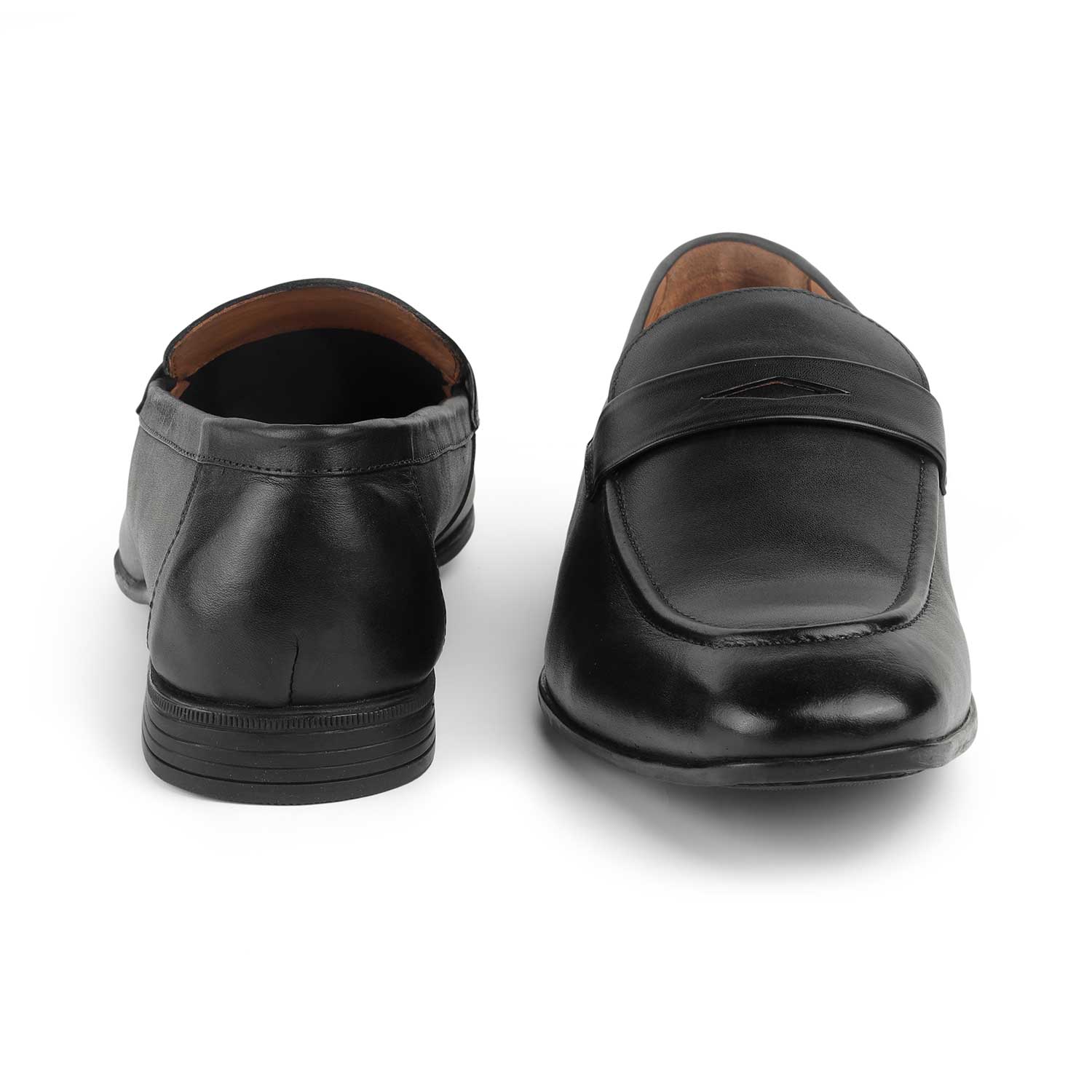Tresmode Hak Black Men's Leather Penny Loafers