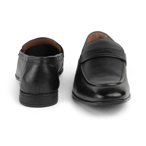 Tresmode Hak Black Men's Leather Penny Loafers