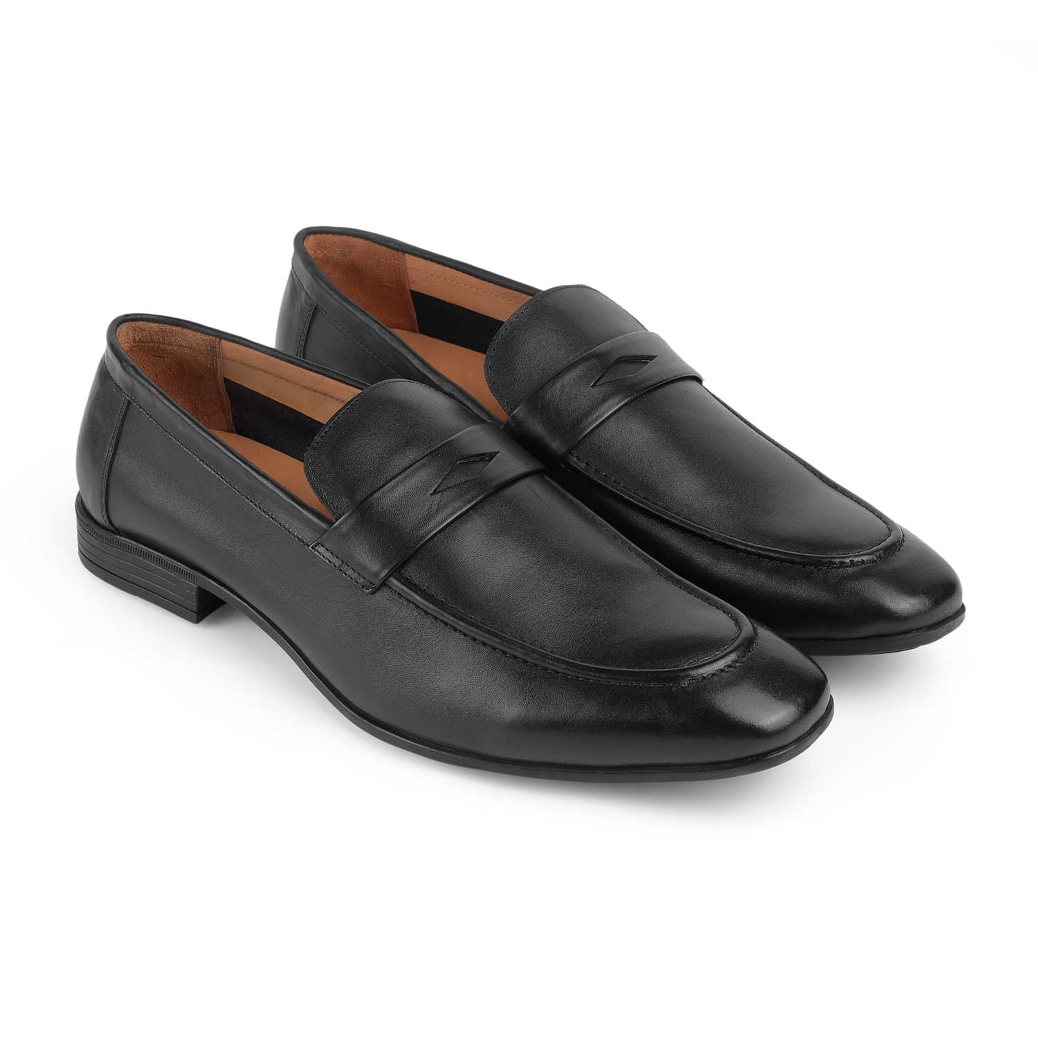 Tresmode Hak Black Men's Leather Penny Loafers