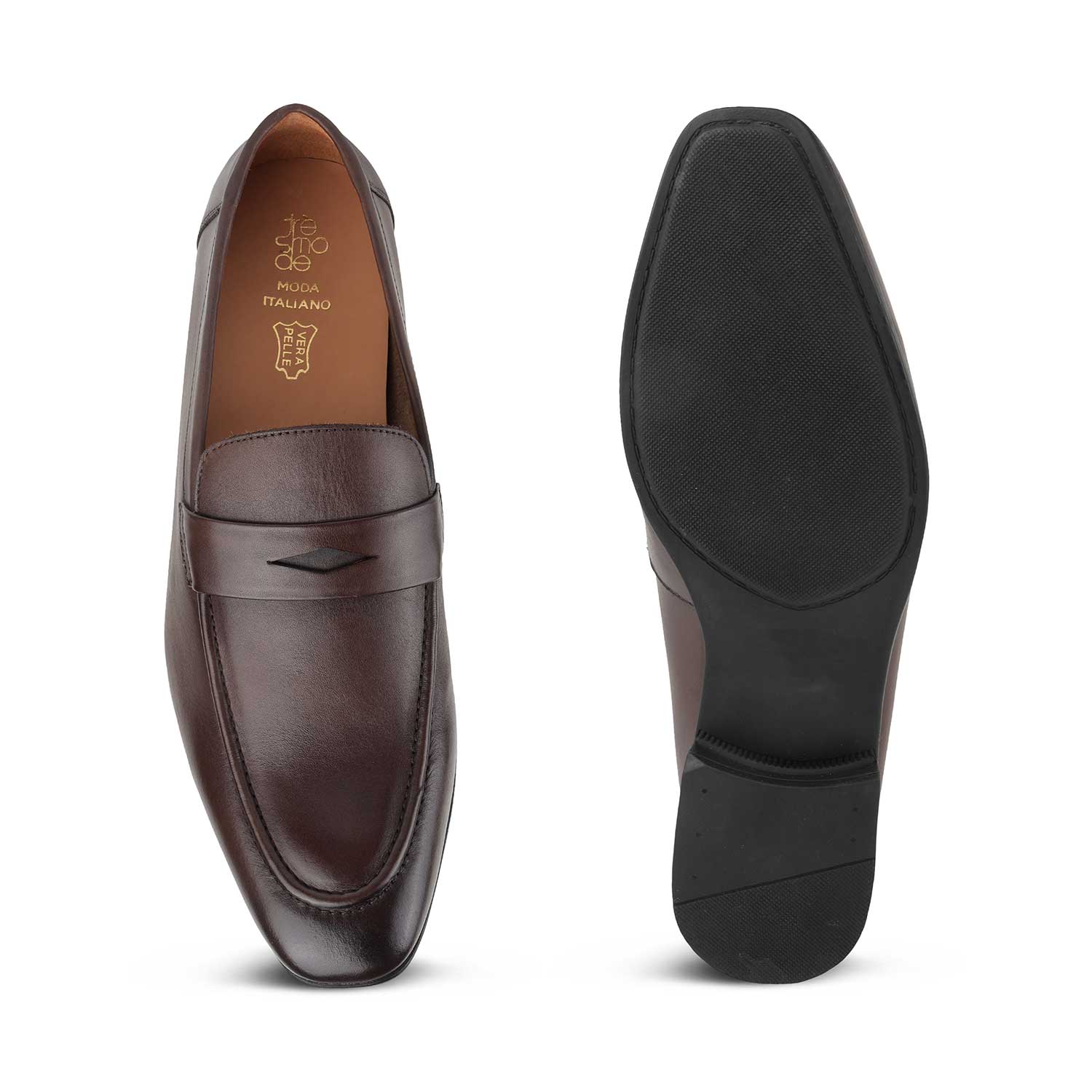 Tresmode Hak Brown Men's Leather Penny Loafers