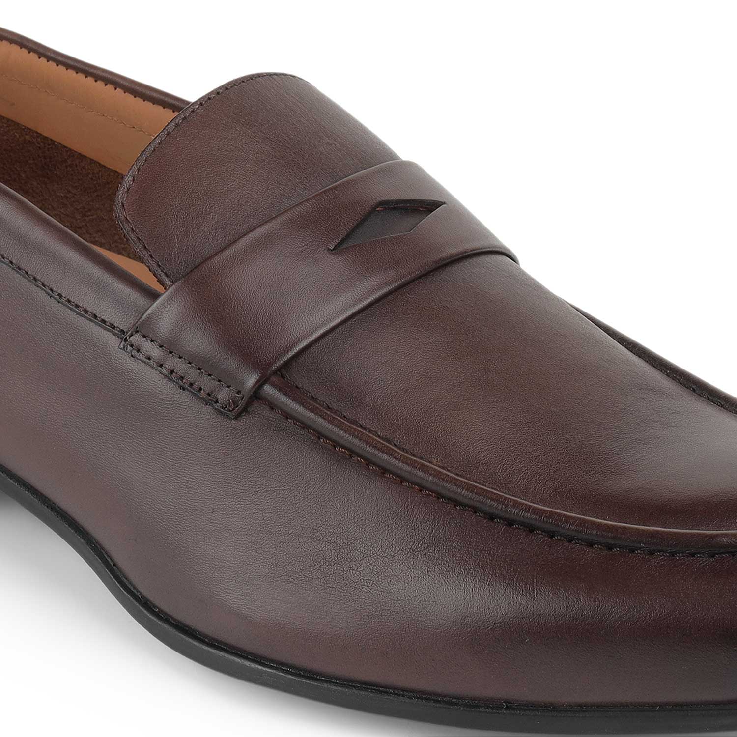 Tresmode Hak Brown Men's Leather Penny Loafers