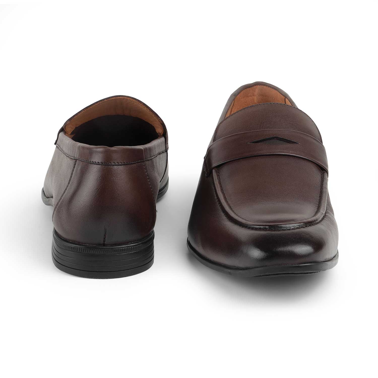 Tresmode Hak Brown Men's Leather Penny Loafers