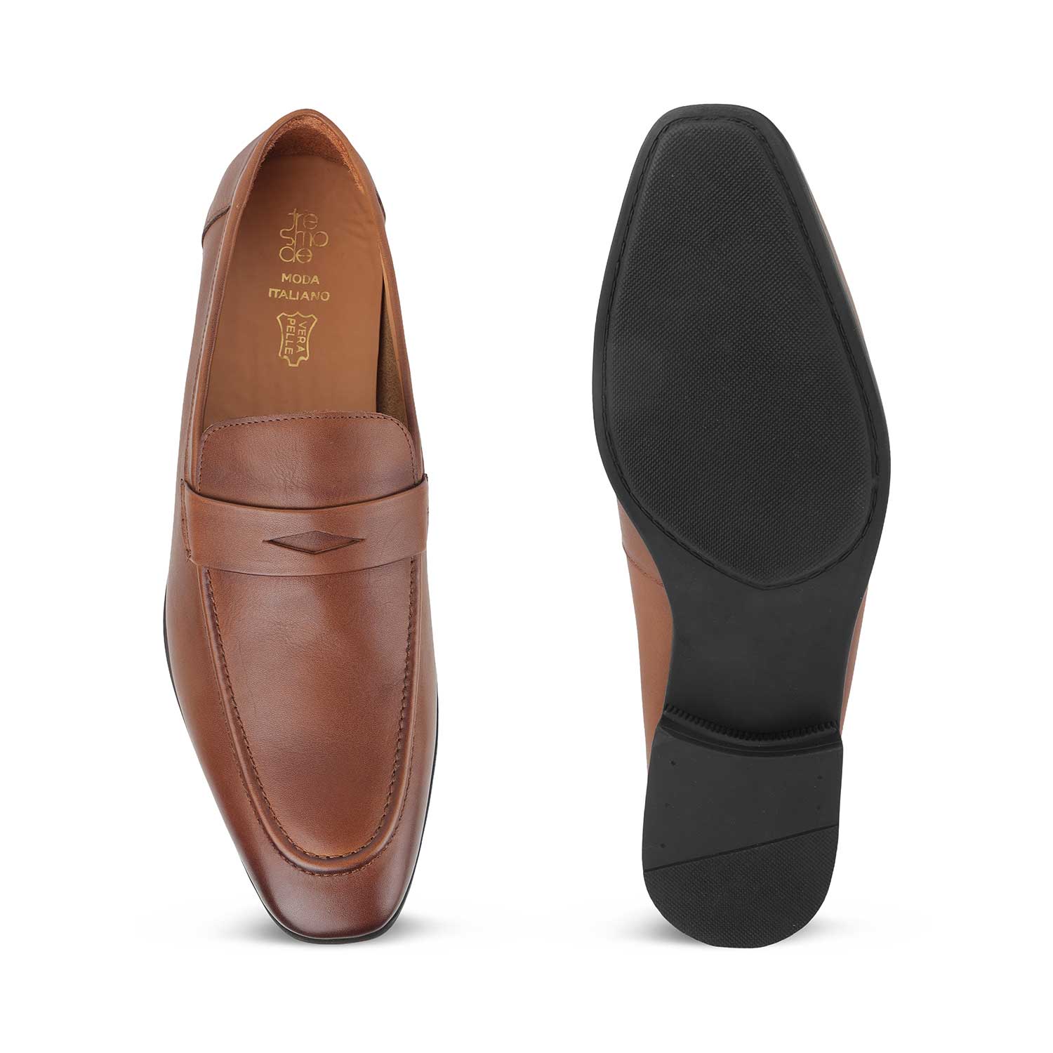 Tresmode Hak Tan Men's Leather Penny Loafers