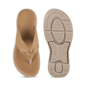 Tresmode Hobi Beige Women's Casual Wedge Sandals