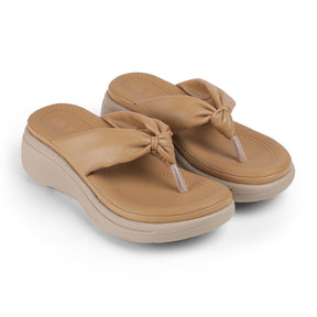 Tresmode Hobi Beige Women's Casual Wedge Sandals