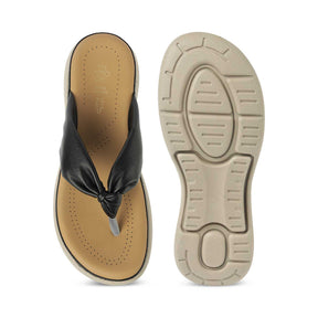 Tresmode Hobi Black Women's Casual Wedge Sandals