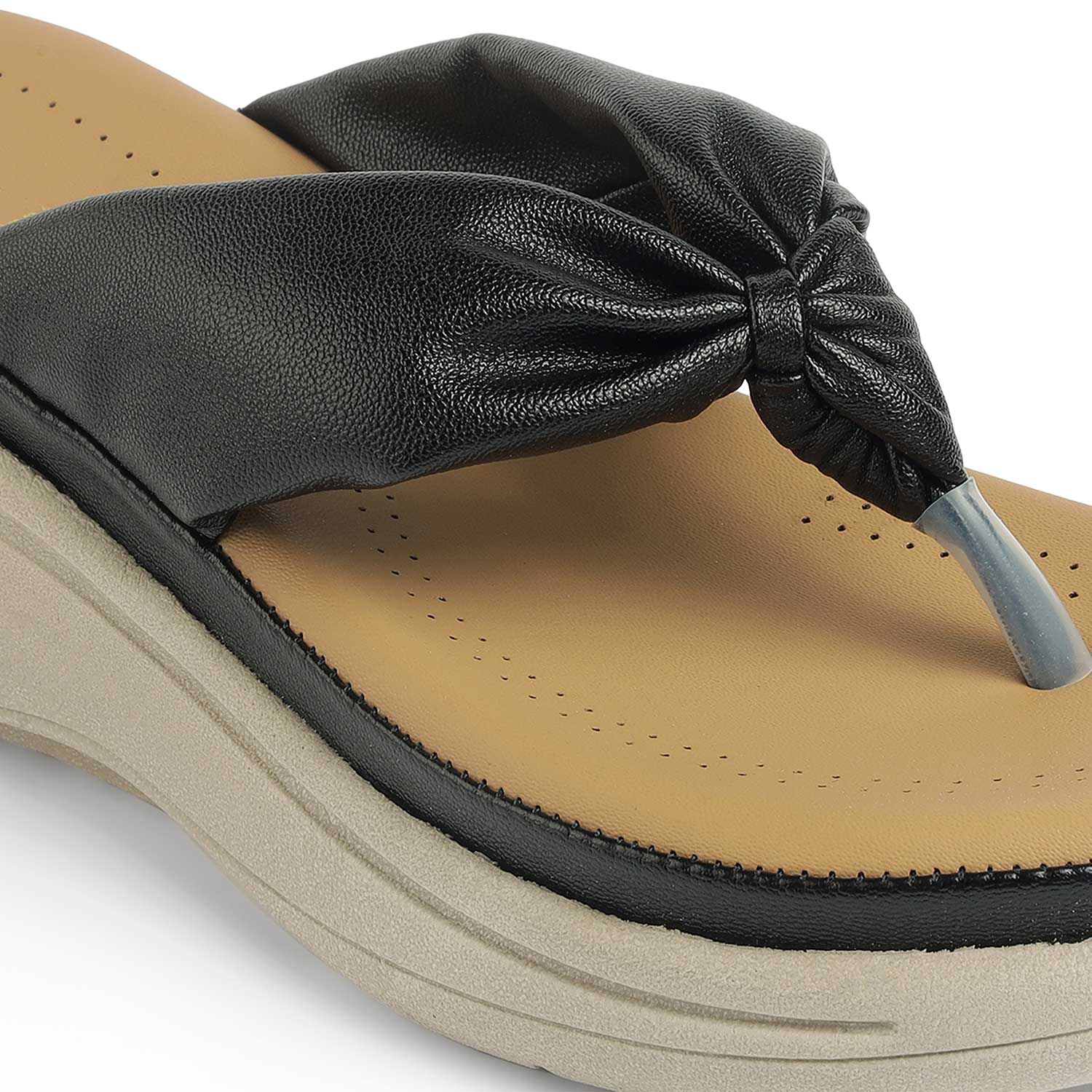 Tresmode Hobi Black Women's Casual Wedge Sandals
