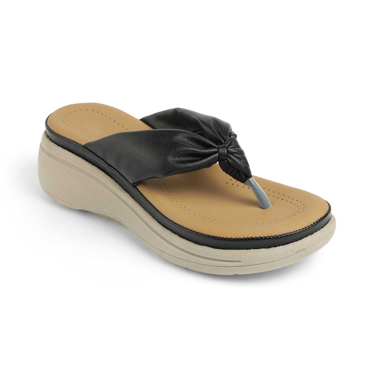 Tresmode Hobi Black Women's Casual Wedge Sandals