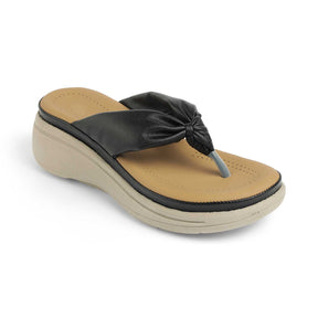 Tresmode Hobi Black Women's Casual Wedge Sandals