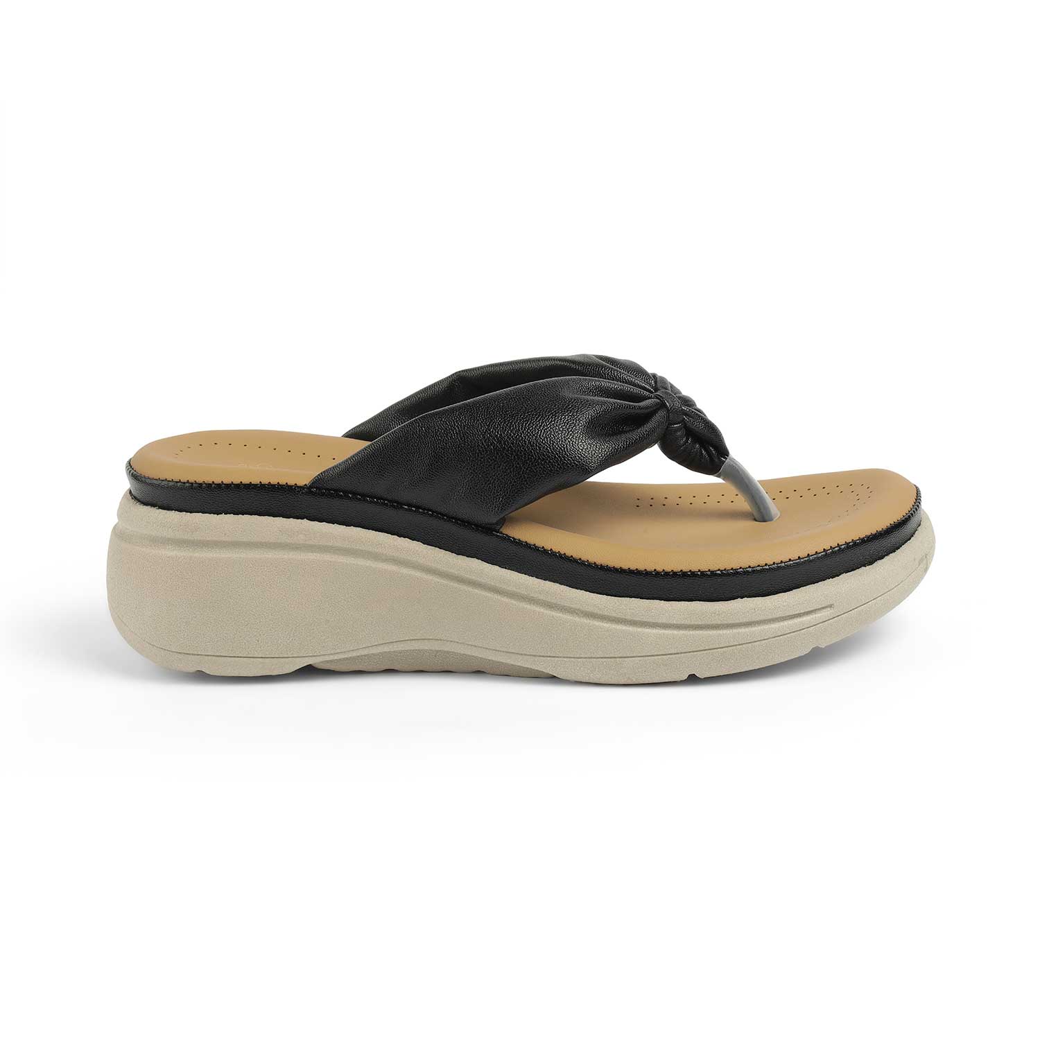 Tresmode Hobi Black Women's Casual Wedge Sandals