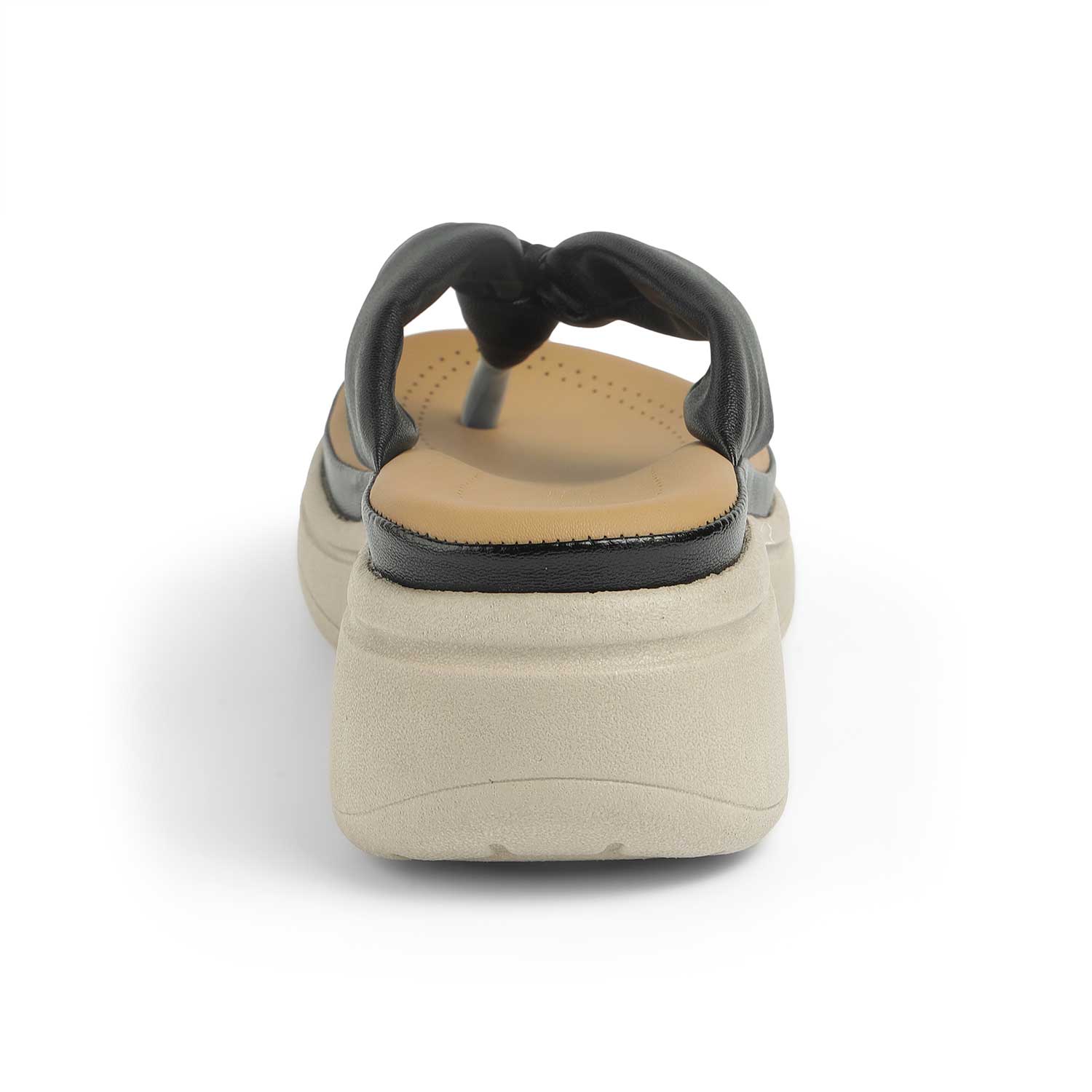 Tresmode Hobi Black Women's Casual Wedge Sandals