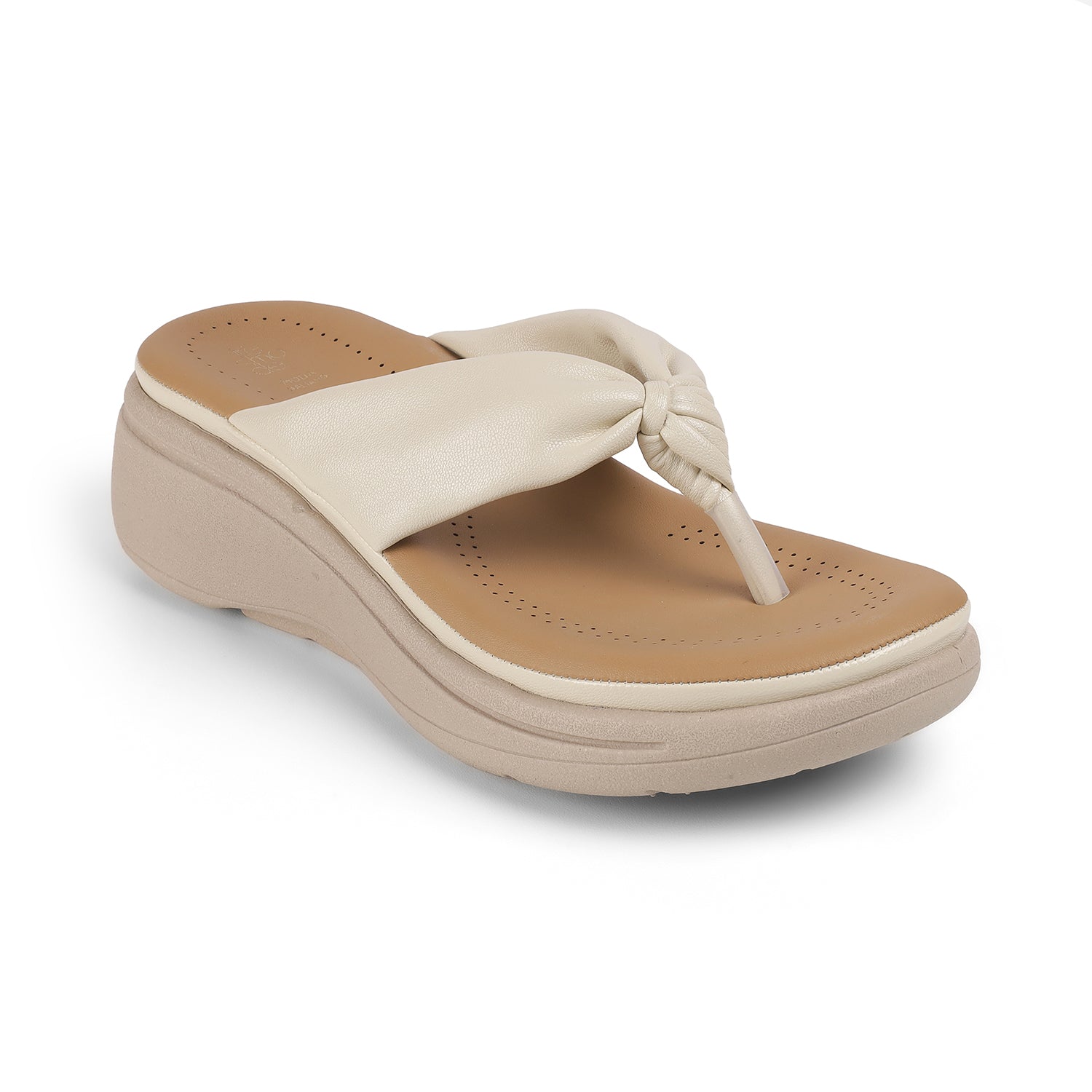 Tresmode Hobi Cream Women's Casual Wedge Sandals