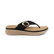 Tresmode Hobuck Black Women's Casual Wedge Sandals