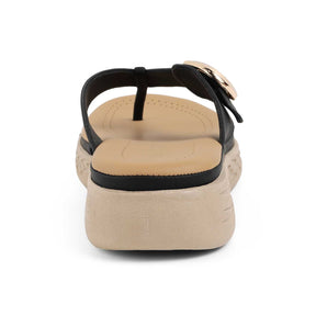 Tresmode Hobuck Black Women's Casual Wedge Sandals