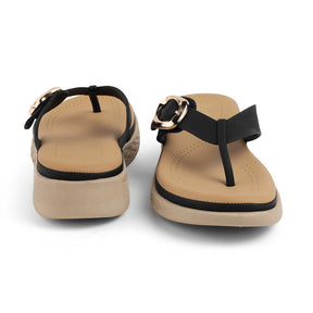 Tresmode Hobuck Black Women's Casual Wedge Sandals