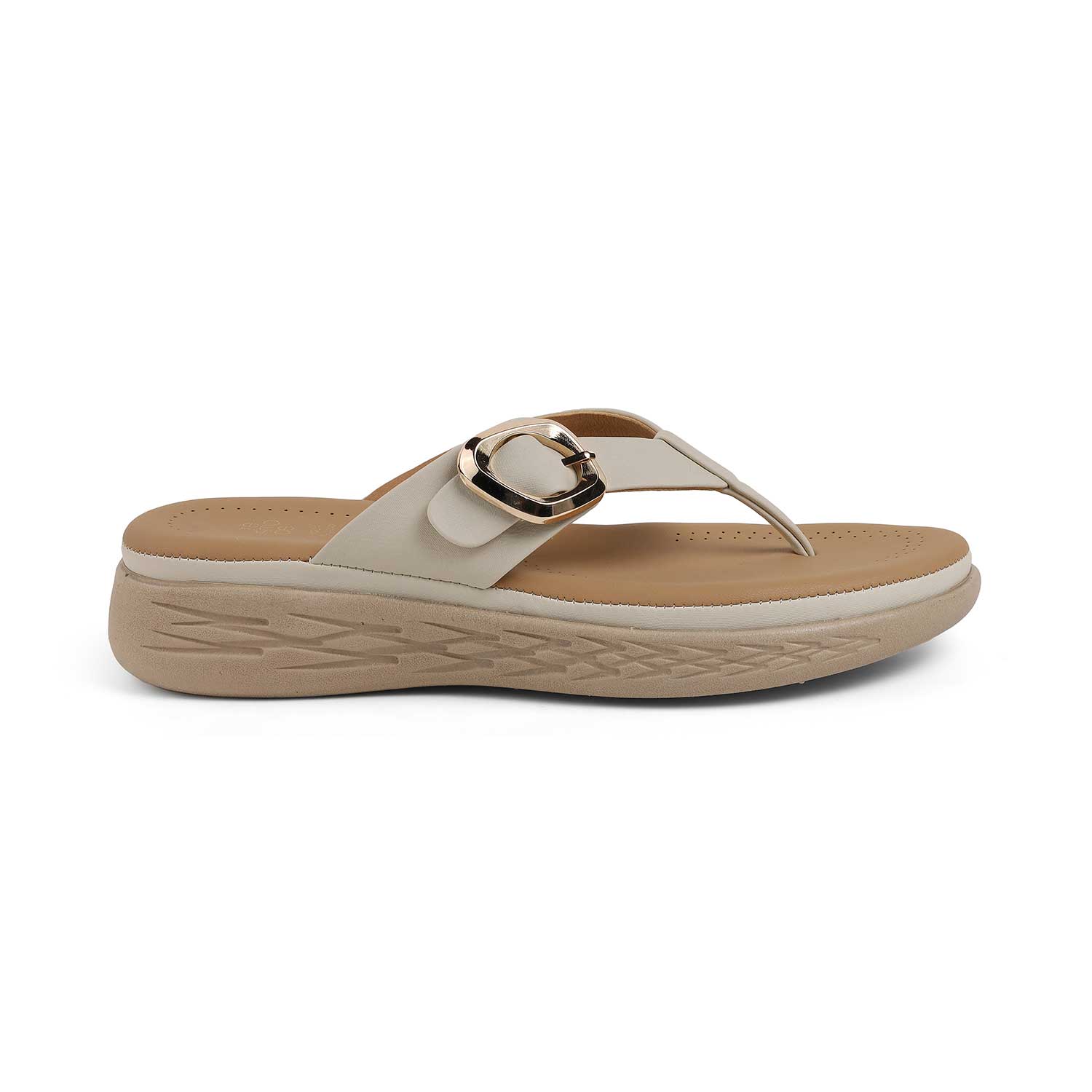 Tresmode Hobuck Cream Women's Casual Wedge Sandals