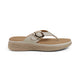 Tresmode Hobuck Cream Women's Casual Wedge Sandals