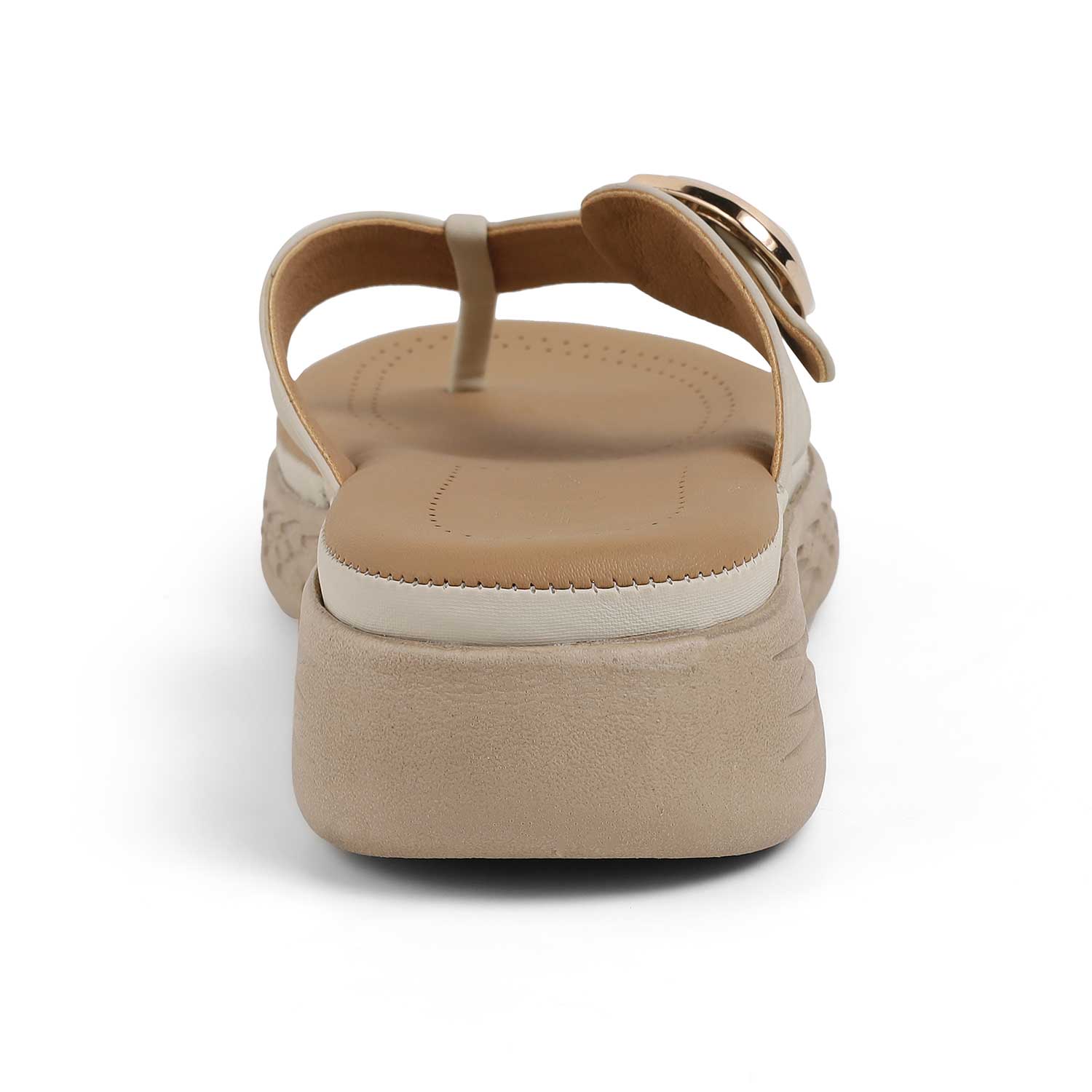 Tresmode Hobuck Cream Women's Casual Wedge Sandals