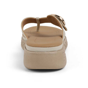 Tresmode Hobuck Cream Women's Casual Wedge Sandals