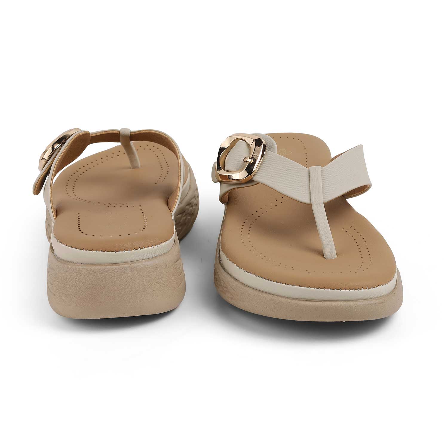 Tresmode Hobuck Cream Women's Casual Wedge Sandals