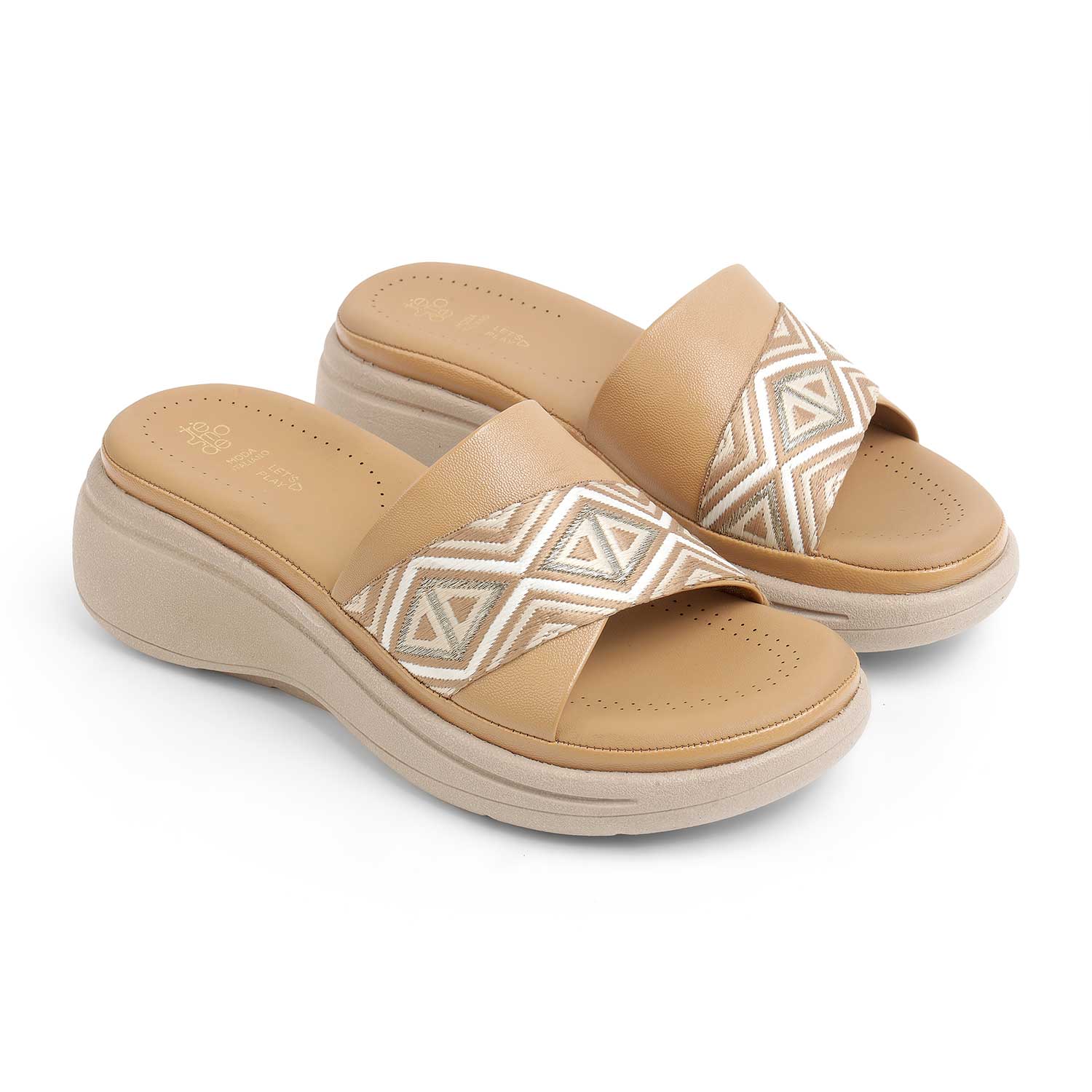 Tresmode Hosemb Beige Women's Dress Wedge Sandals