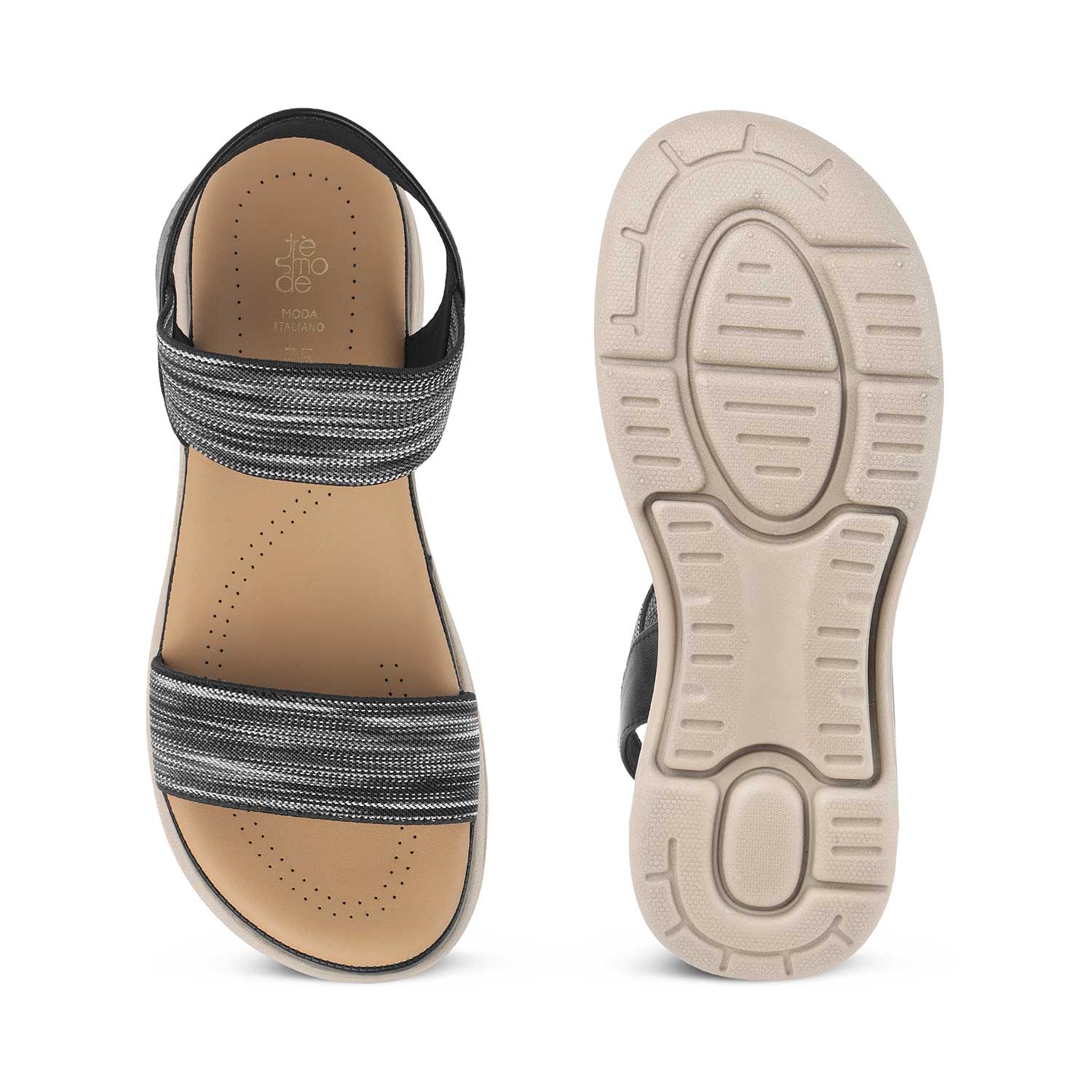 Tresmode Hosint Black Women's Casual Platform Wedge Sandals