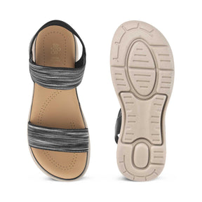 Tresmode Hosint Black Women's Casual Platform Wedge Sandals