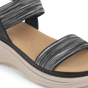 Tresmode Hosint Black Women's Casual Platform Wedge Sandals