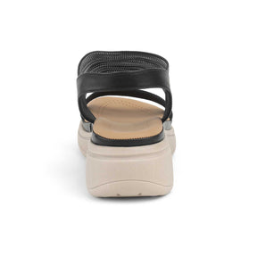 Tresmode Hosint Black Women's Casual Platform Wedge Sandals