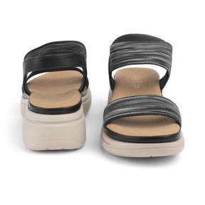 Tresmode Hosint Black Women's Casual Platform Wedge Sandals