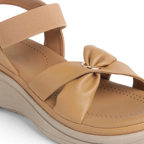 Tresmode Hospi Beige Women's Casual Wedge Sandals