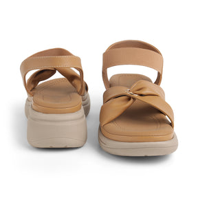 Tresmode Hospi Beige Women's Casual Wedge Sandals