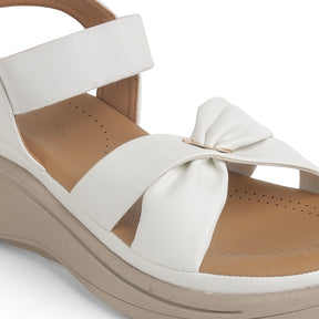 Tresmode Hospi White Women's Casual Wedge Sandals
