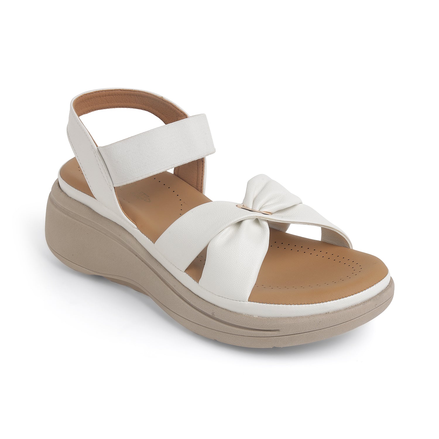 Tresmode Hospi White Women's Casual Wedge Sandals